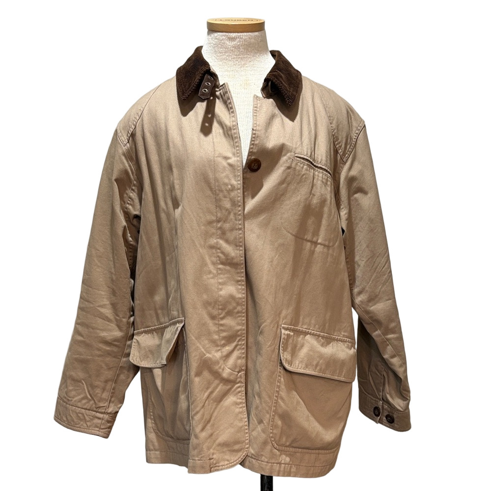 Westbound sz L khaki barn chore coat with brown corduroy collar